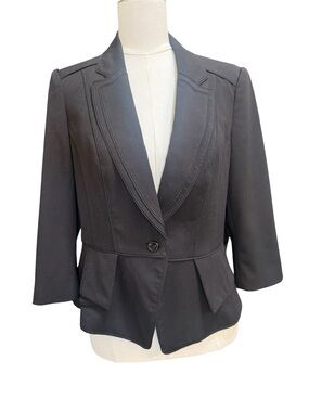 WHBM White House Black Market Tailored Blazer Size 8 Black Peplum Jacket Career